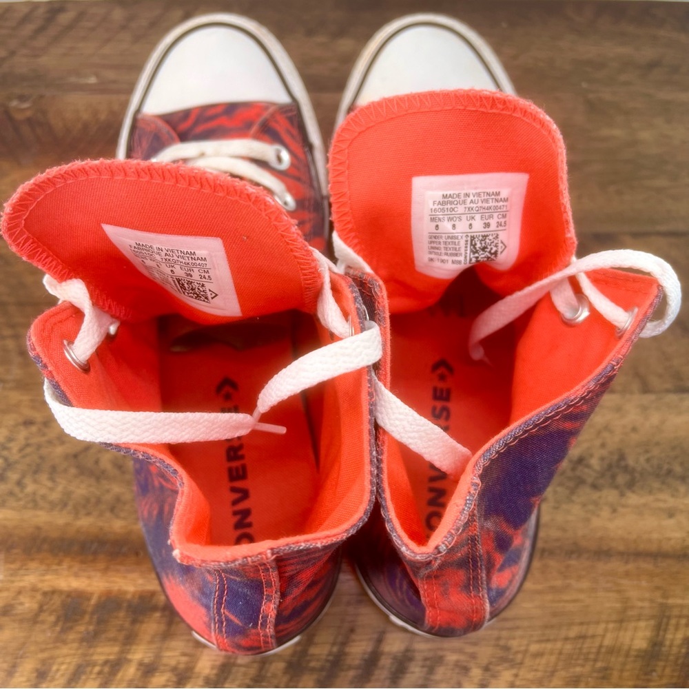 RARE Converse Chuck Taylor All Star High Top Tie Dye Blue Coral Size W8/M6 - Picture 10 of 12